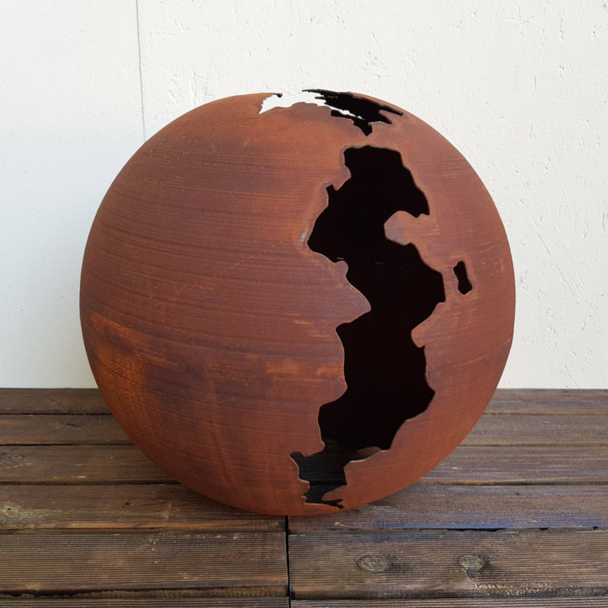 Boule en fer rouillé, ajourée, Ø 40cm