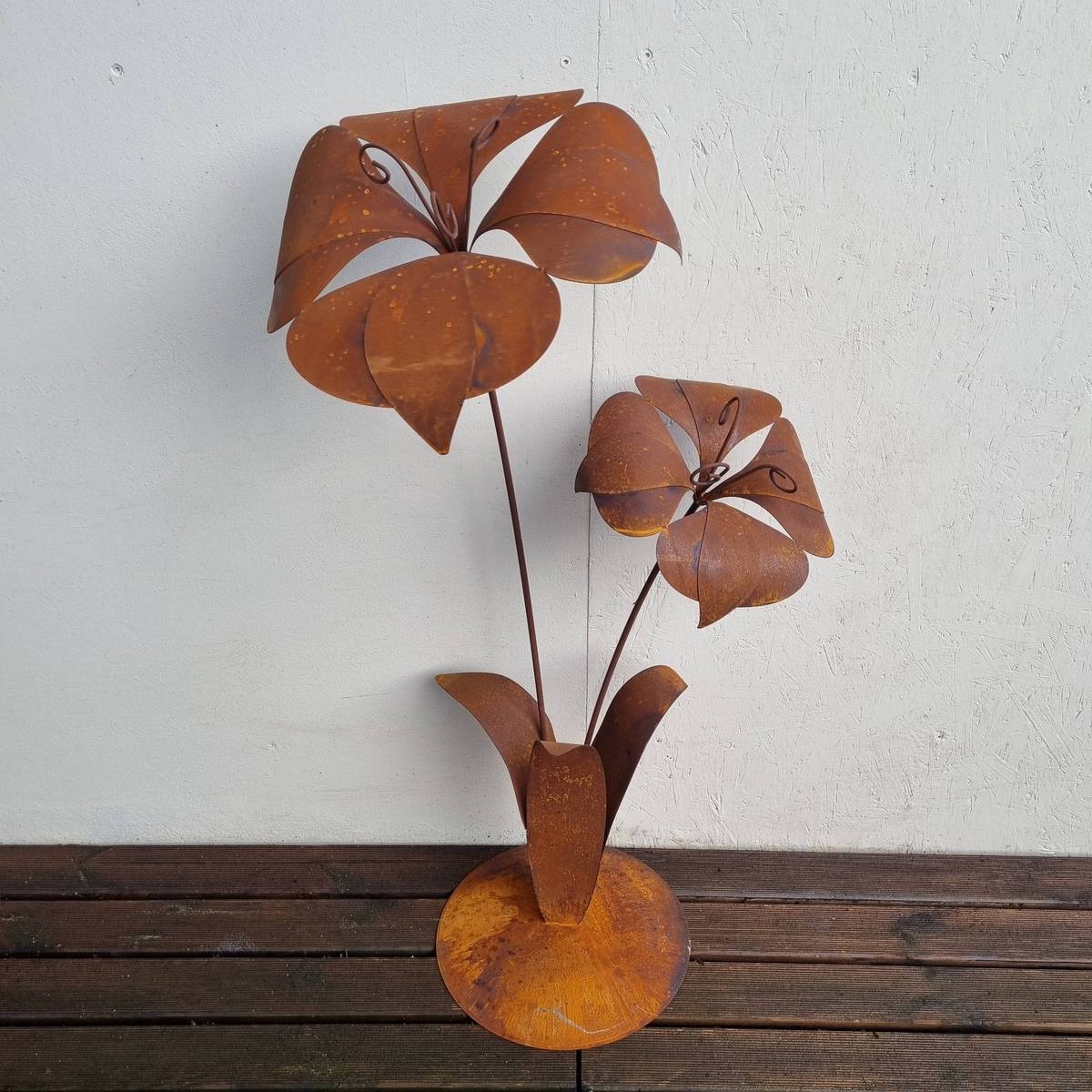 Fleurs en fer rouillé, 112 cm, à poser 