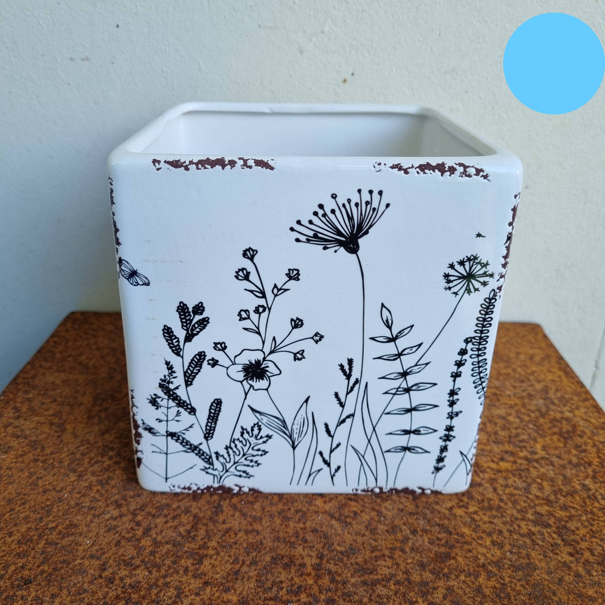 Cache-pot en dolomit, 14x14 cm