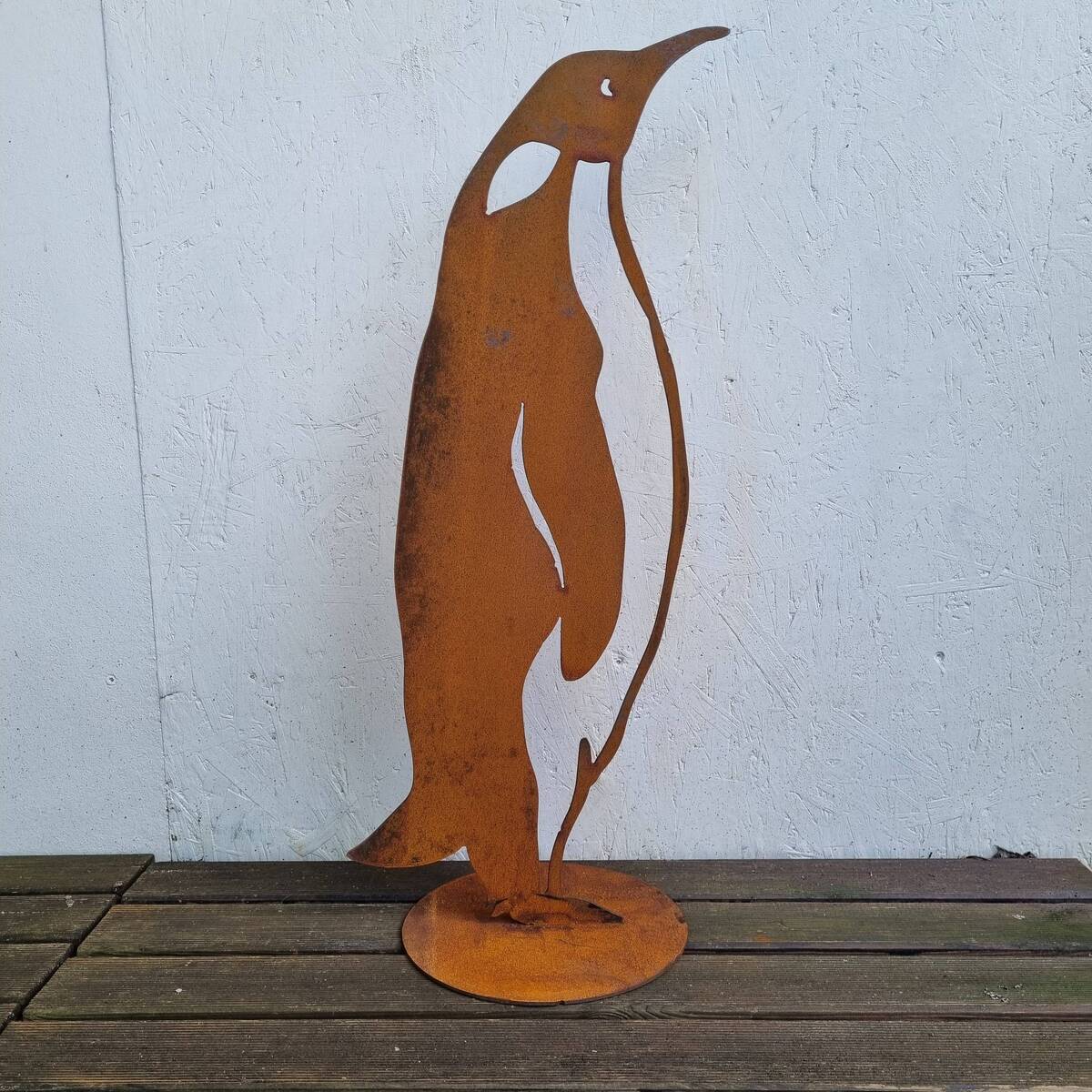 Pingouin en fer rouillé, 81 cm 