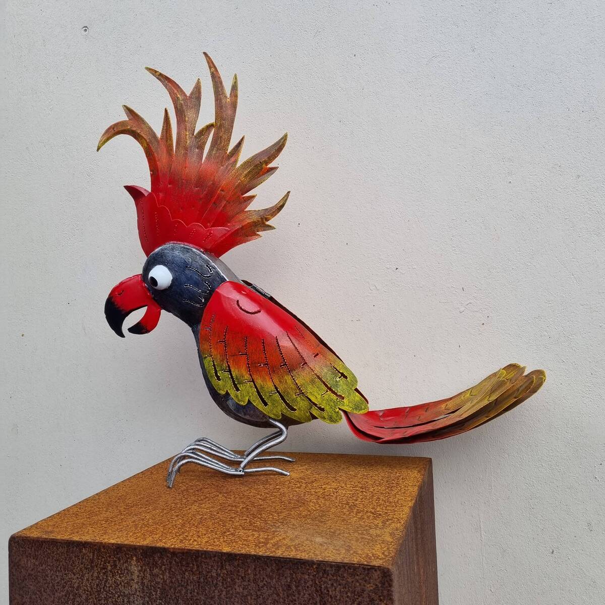 Kakadu aus Metall bemalt, 50 cm 