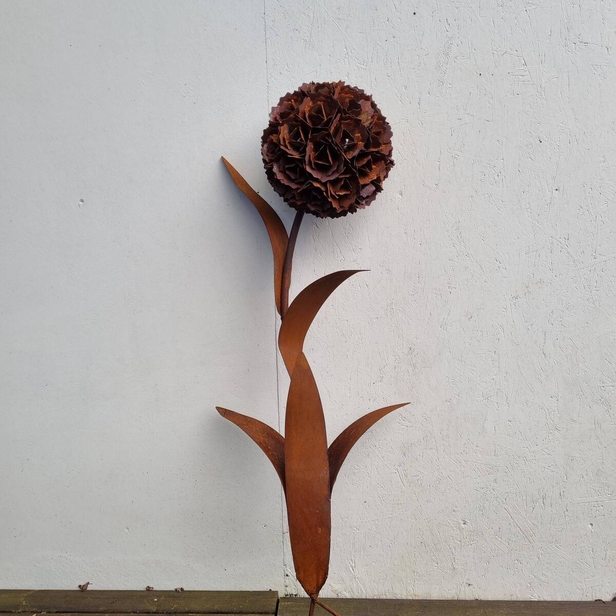 Fleur en fer rouillé, à piquer, 120 cm 