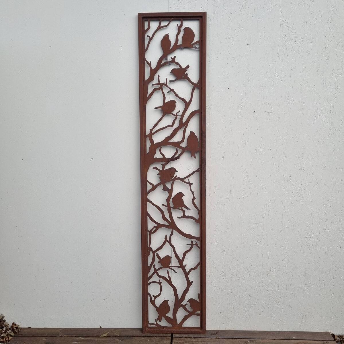 Sichtschutz aus Rosteisen, Vögel, 200 cm