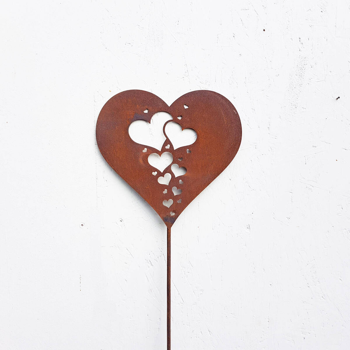 Cœur avec mini-cœurs, en fer rouillé, H. 80cm
