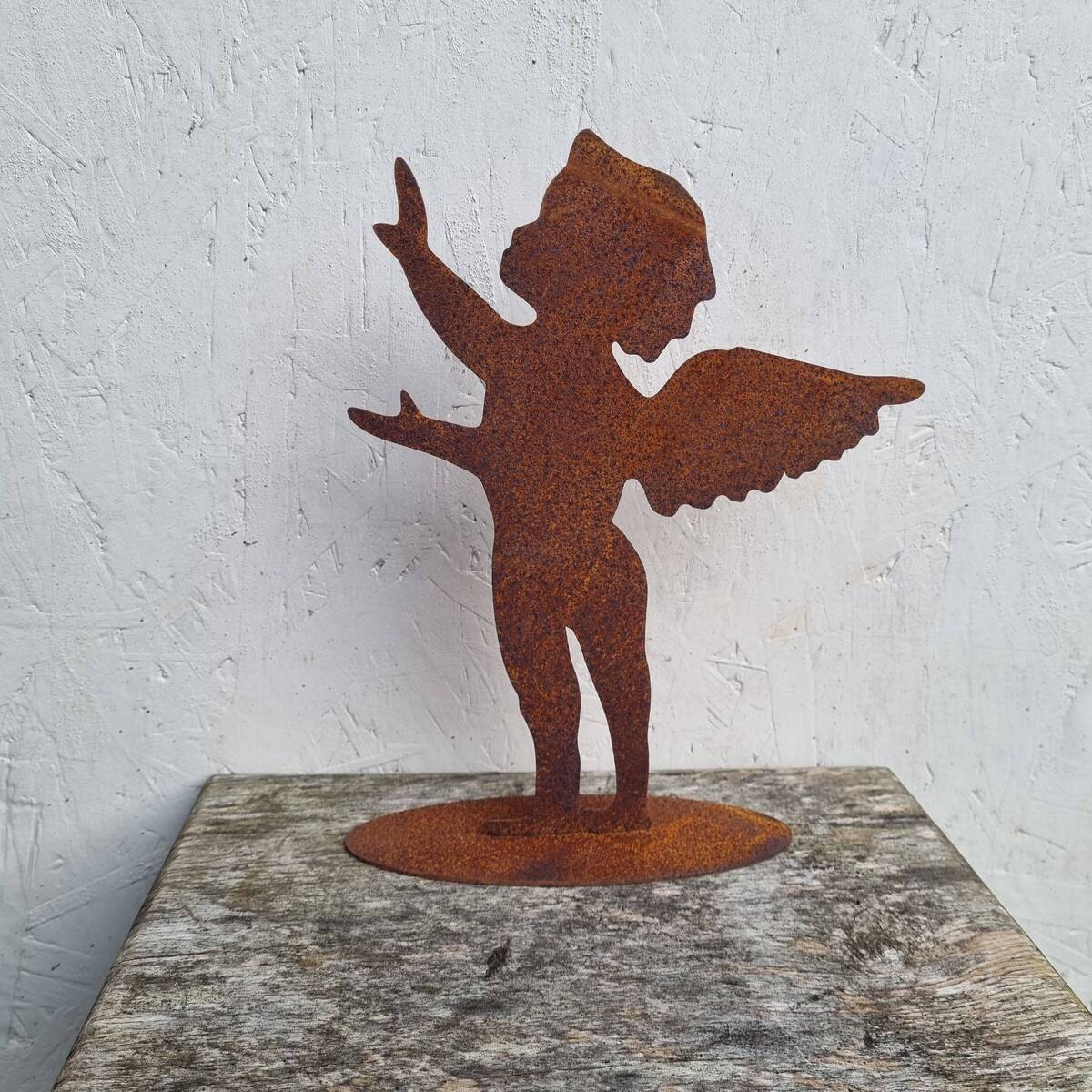 Ange en fer rouillé, à poser, 25 cm 