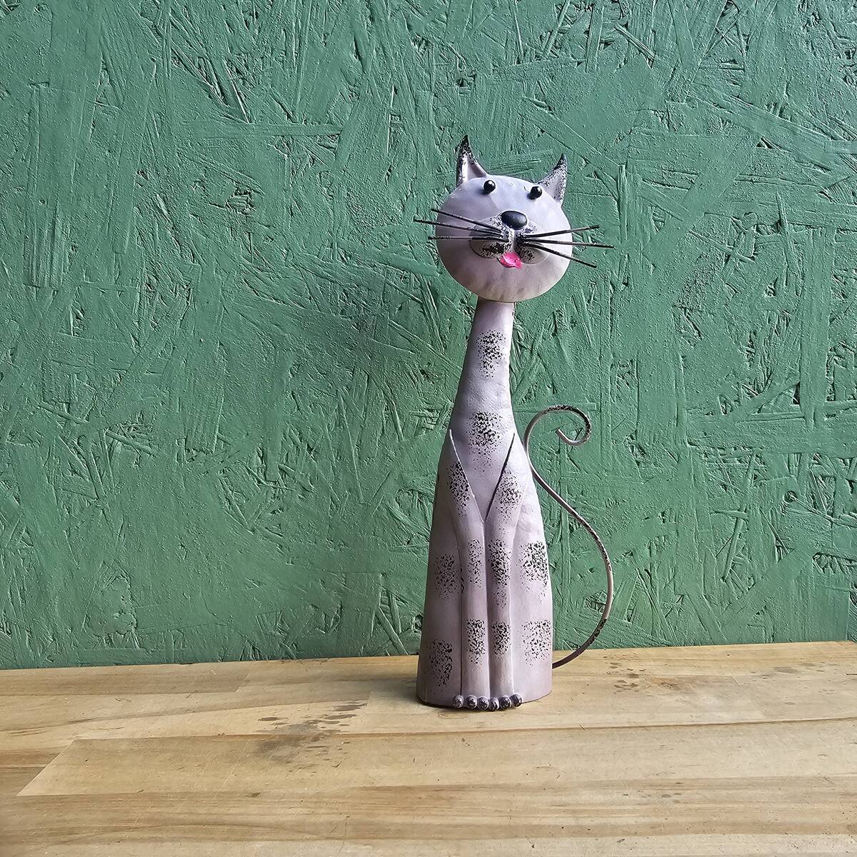 Katze aus Metall, bemalt, 30 cm 