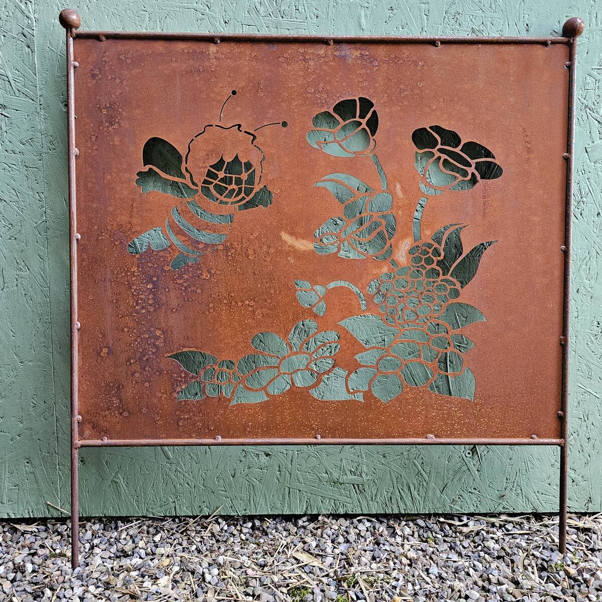 Paravent en fer rouillé, abeille, 75 cm 