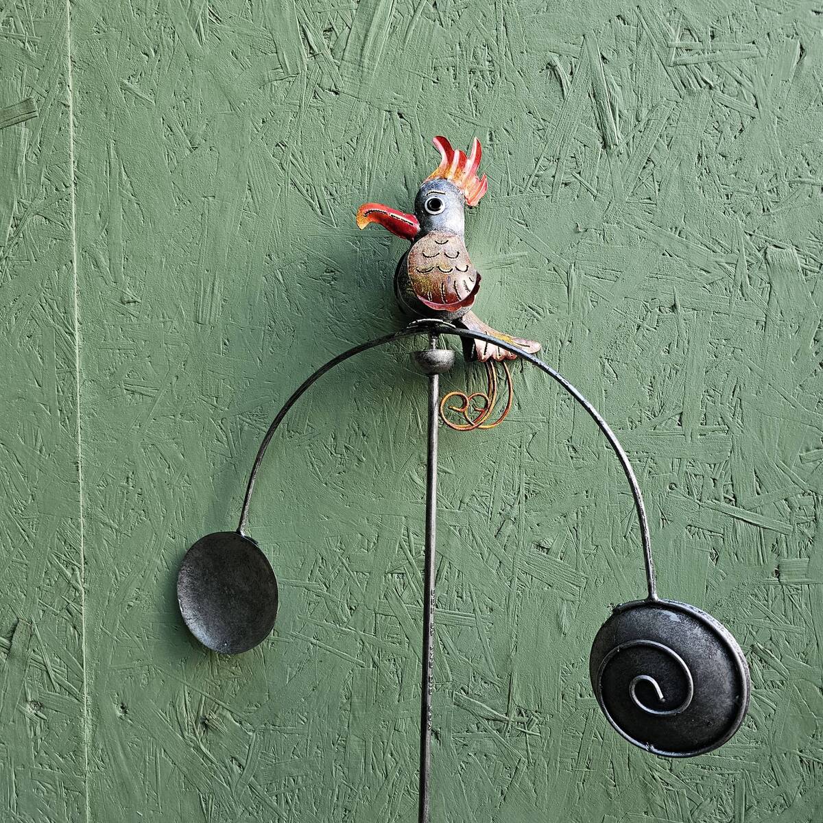 Balancier en métal, avec un cacatoes, 115 cm 