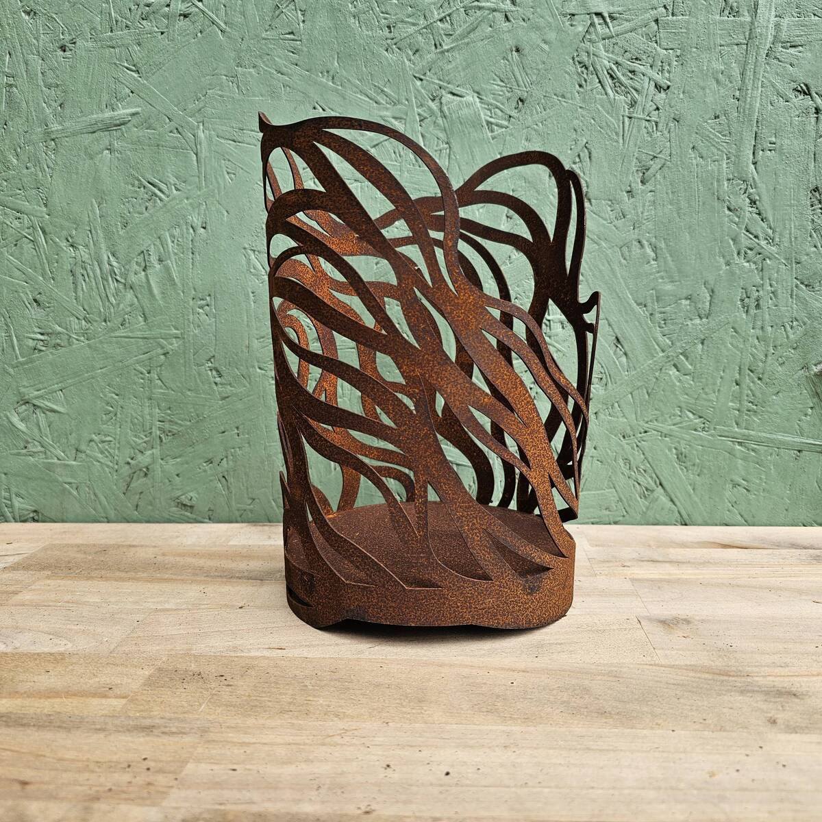 Photophore en fer rouillé, 25 cm 