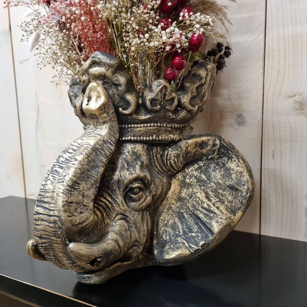 Tête d'éléphant, en polyrésine, 38 cm 