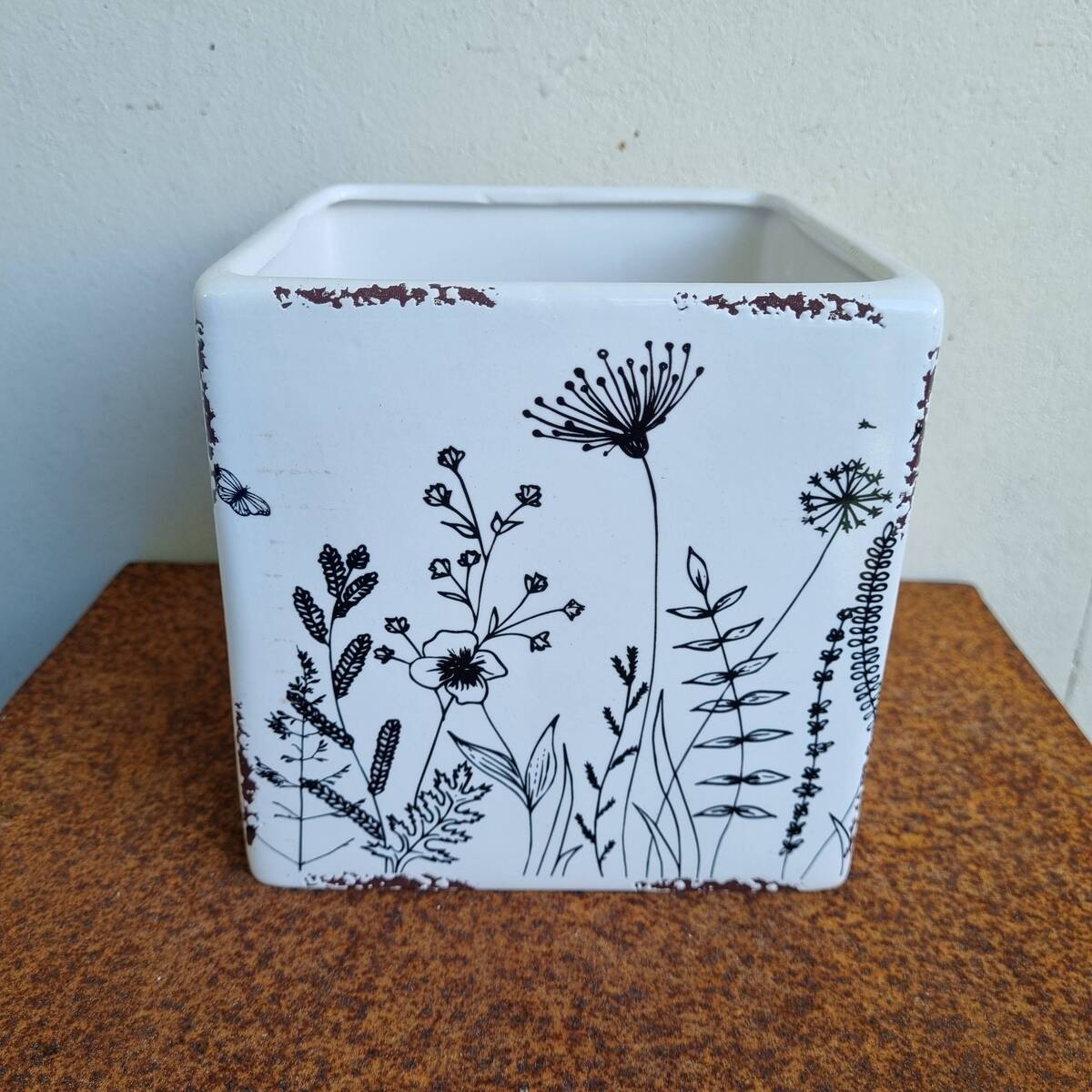Cache-pot en dolomit, 14x14 cm