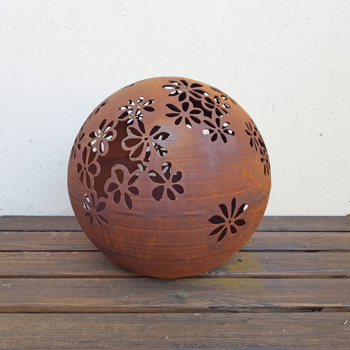 Boule fleurs en fer rouillé, Ø 40cm