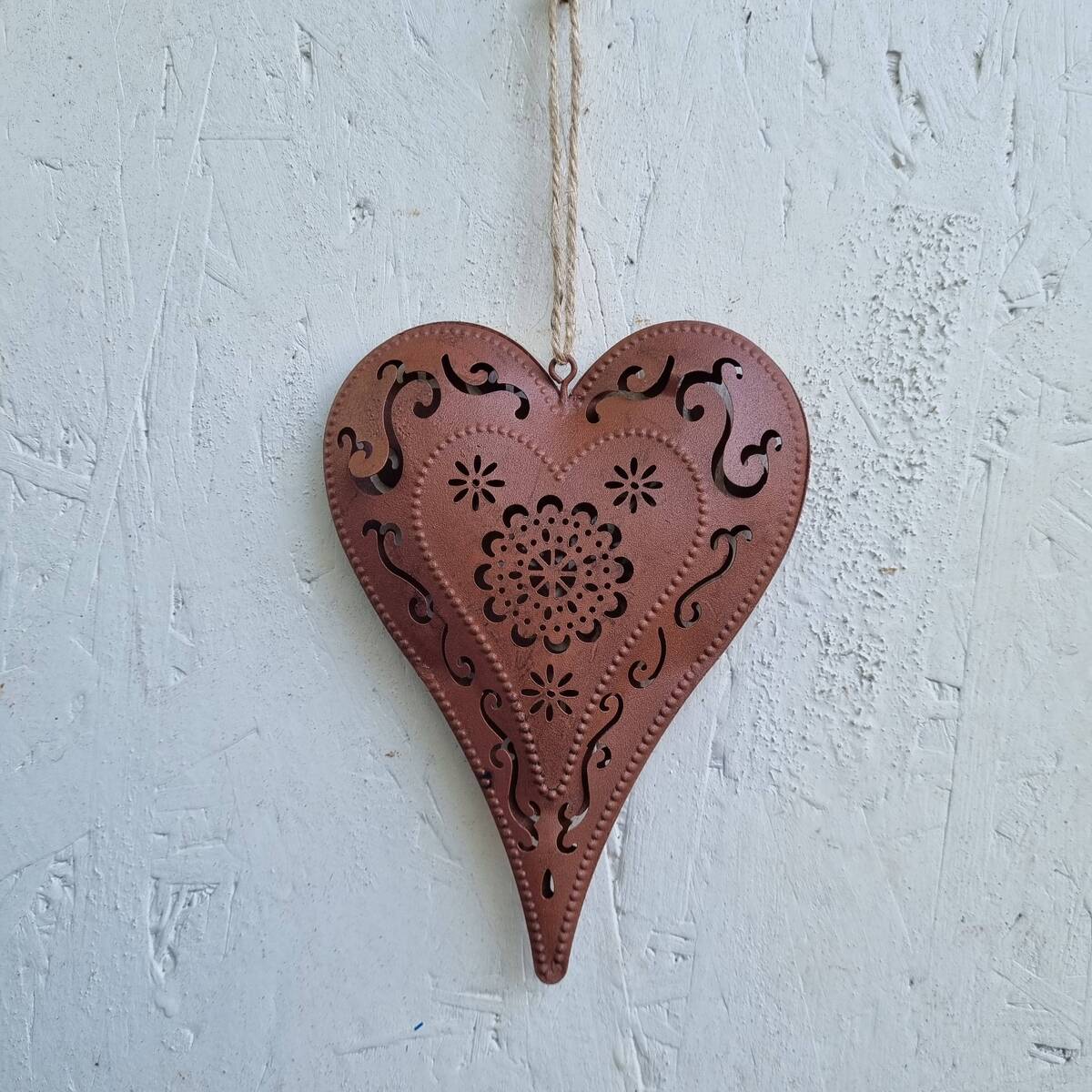 Coeur à suspendre, en métal, 15 cm