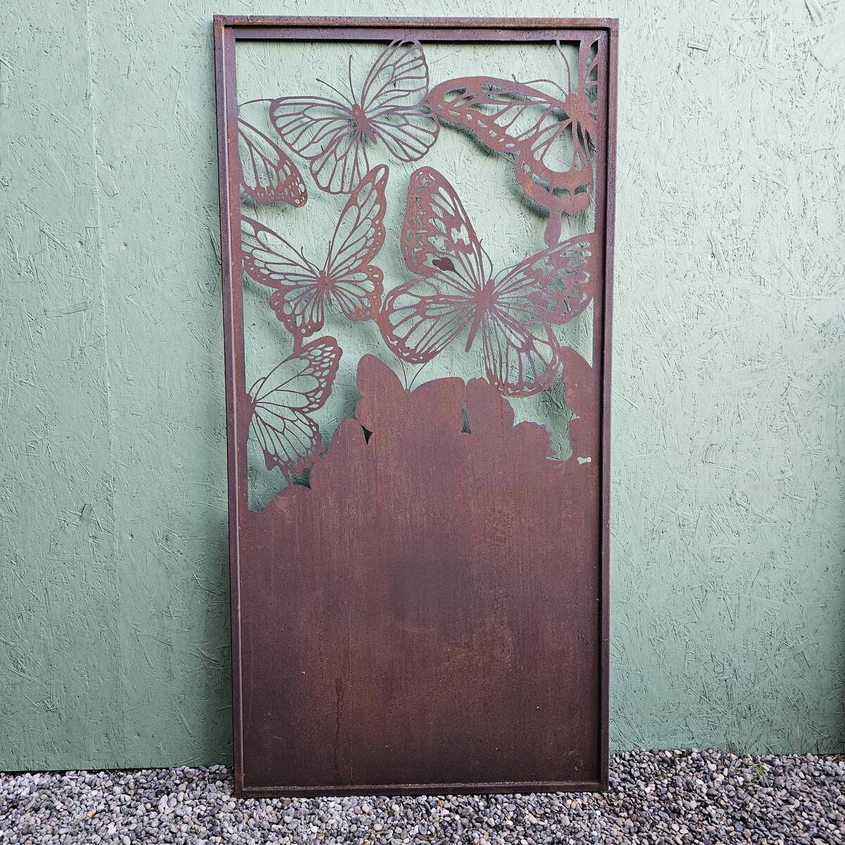 Paravent en fer rouillé; papillons, 200 cm 