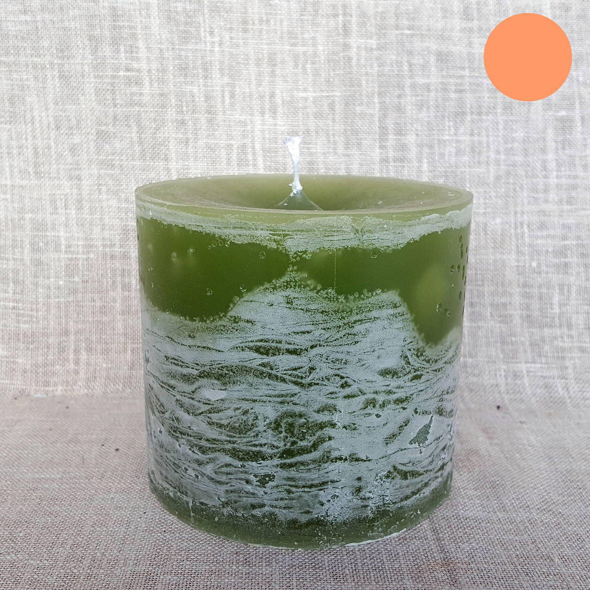 Kerze grün, Ø 10cm / Höhe 10cm