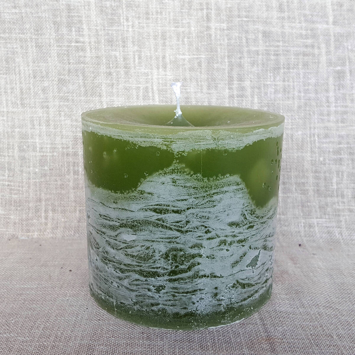 Kerze grün, Ø 10cm / Höhe 10cm