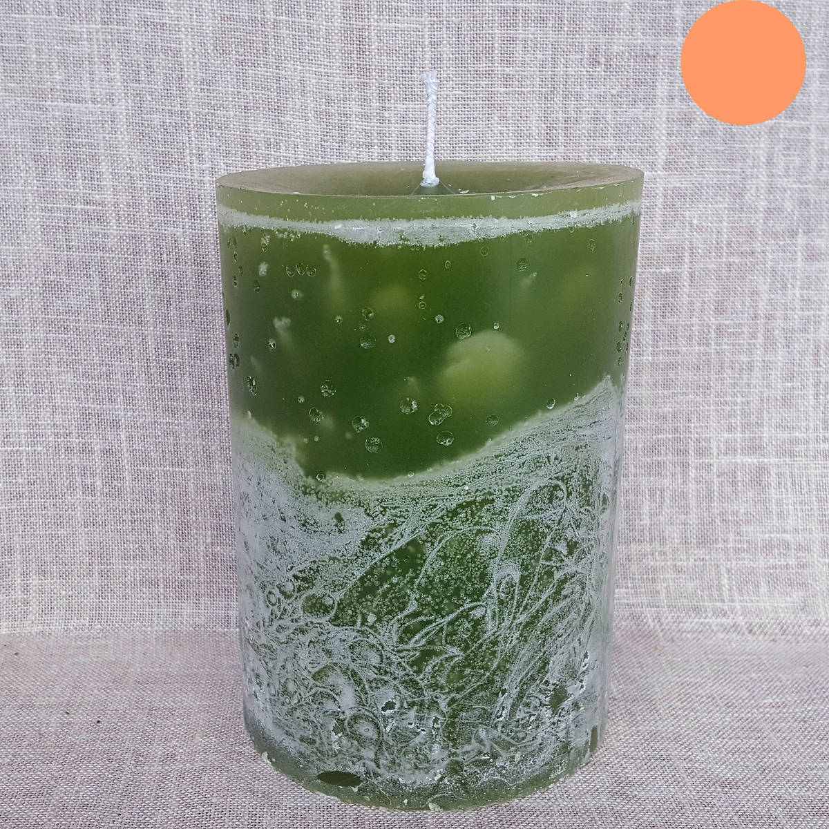 Kerze grün, Ø 10cm / Höhe 15cm