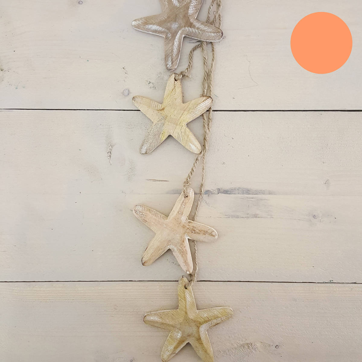 Guirlande étoiles de mer, en bois, 60 cm 