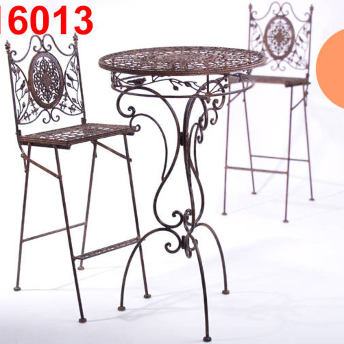 Chaise de bar, haute, en métal, va avec table 16014