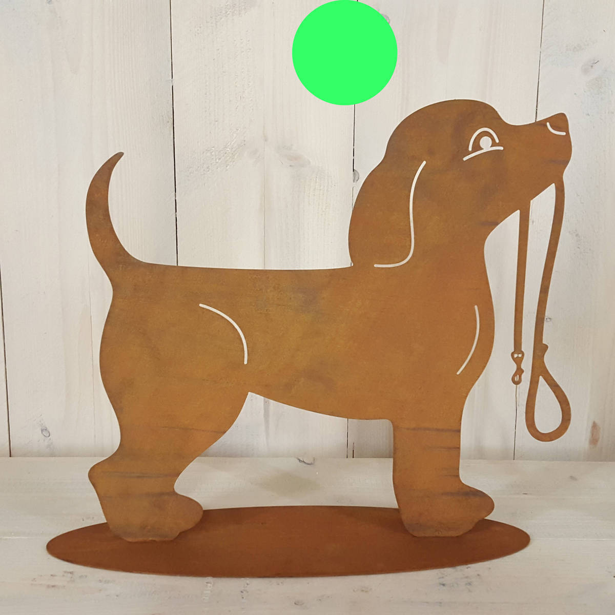 Chien en métal rouillé, hauteur 37cm