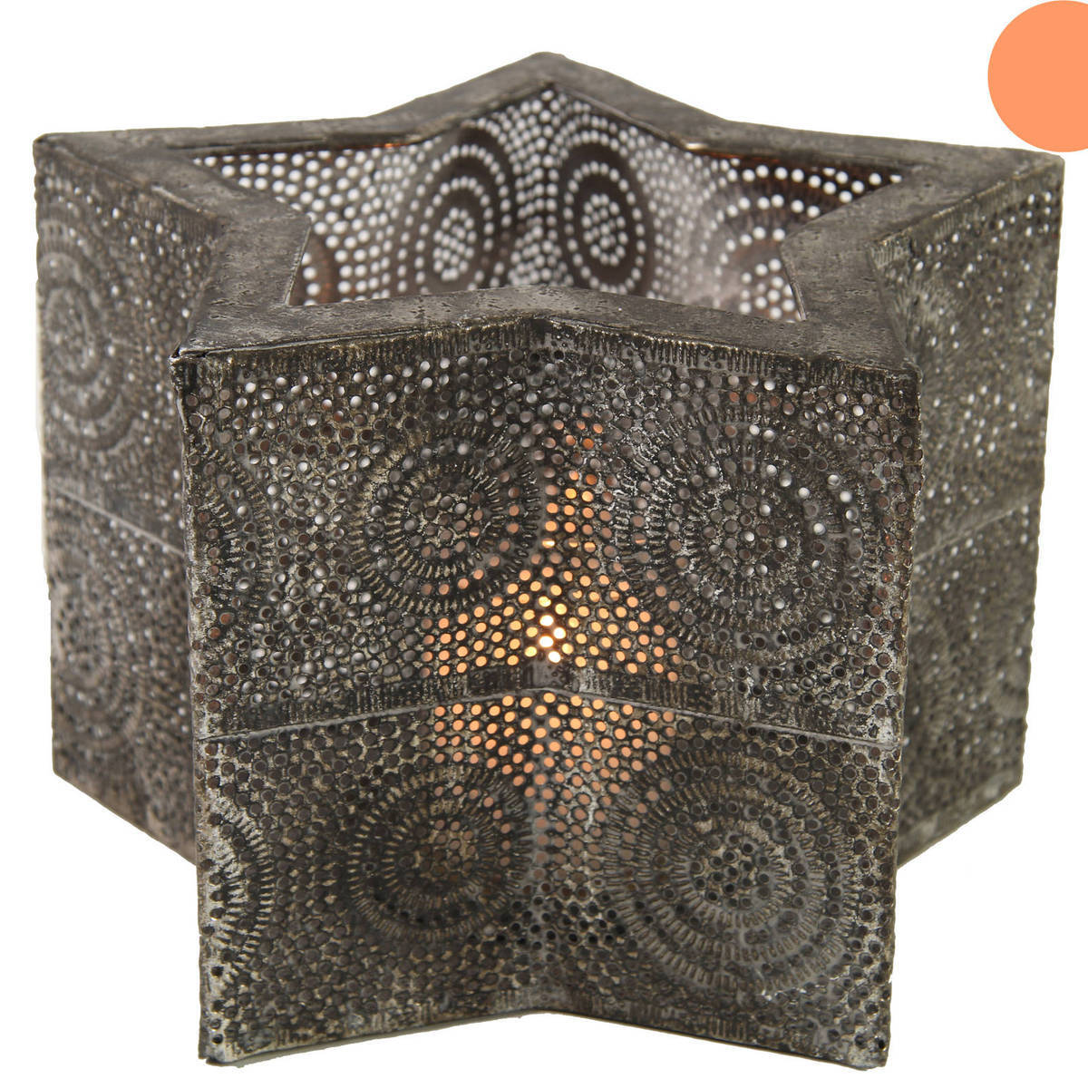 Windlicht Stern aus Metall, Breite 19cm