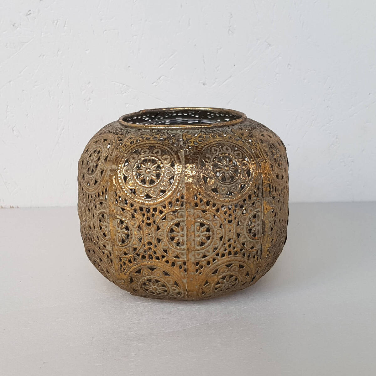 Photophore en métal, Ø13cm / H 10cm 