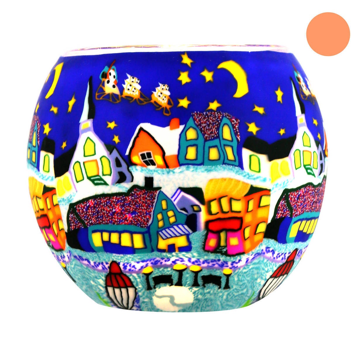 Windlicht bemalt, aus Glas, Ø 11cm 