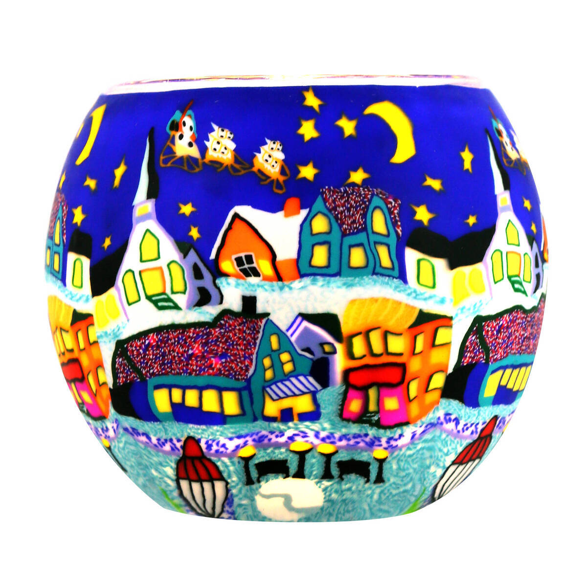 Windlicht bemalt, aus Glas, Ø 11cm 