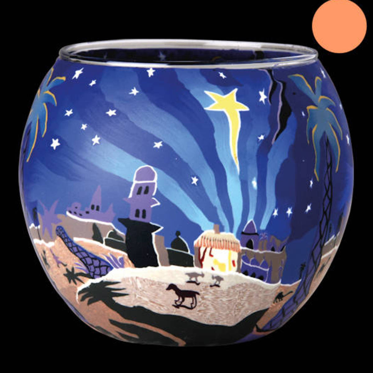 Windlicht bemalt, aus Glas, Ø 11cm 