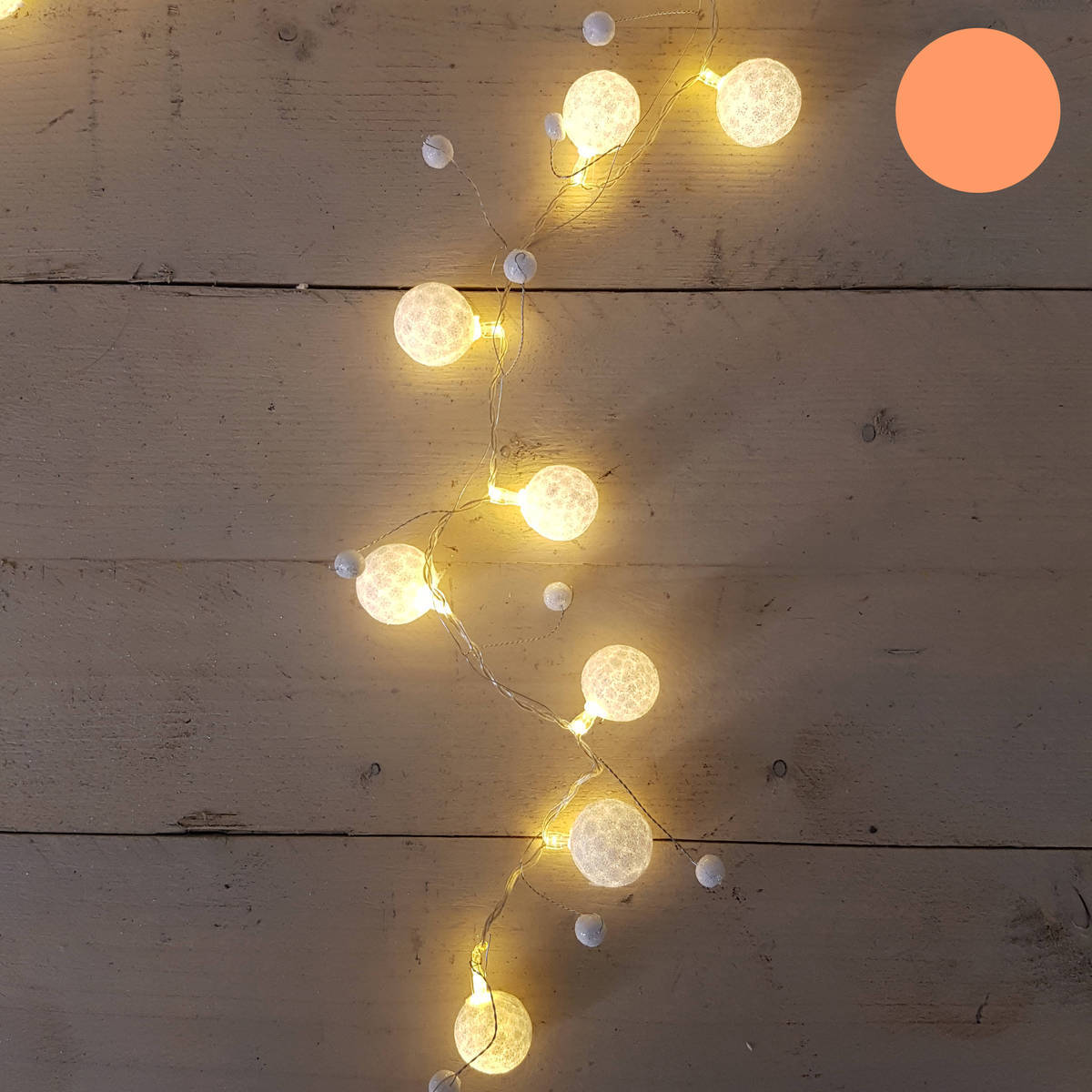 Chaîne de 20 lumière LED, boules et perles , à utiliser avec batterie AA, (pas compris)  