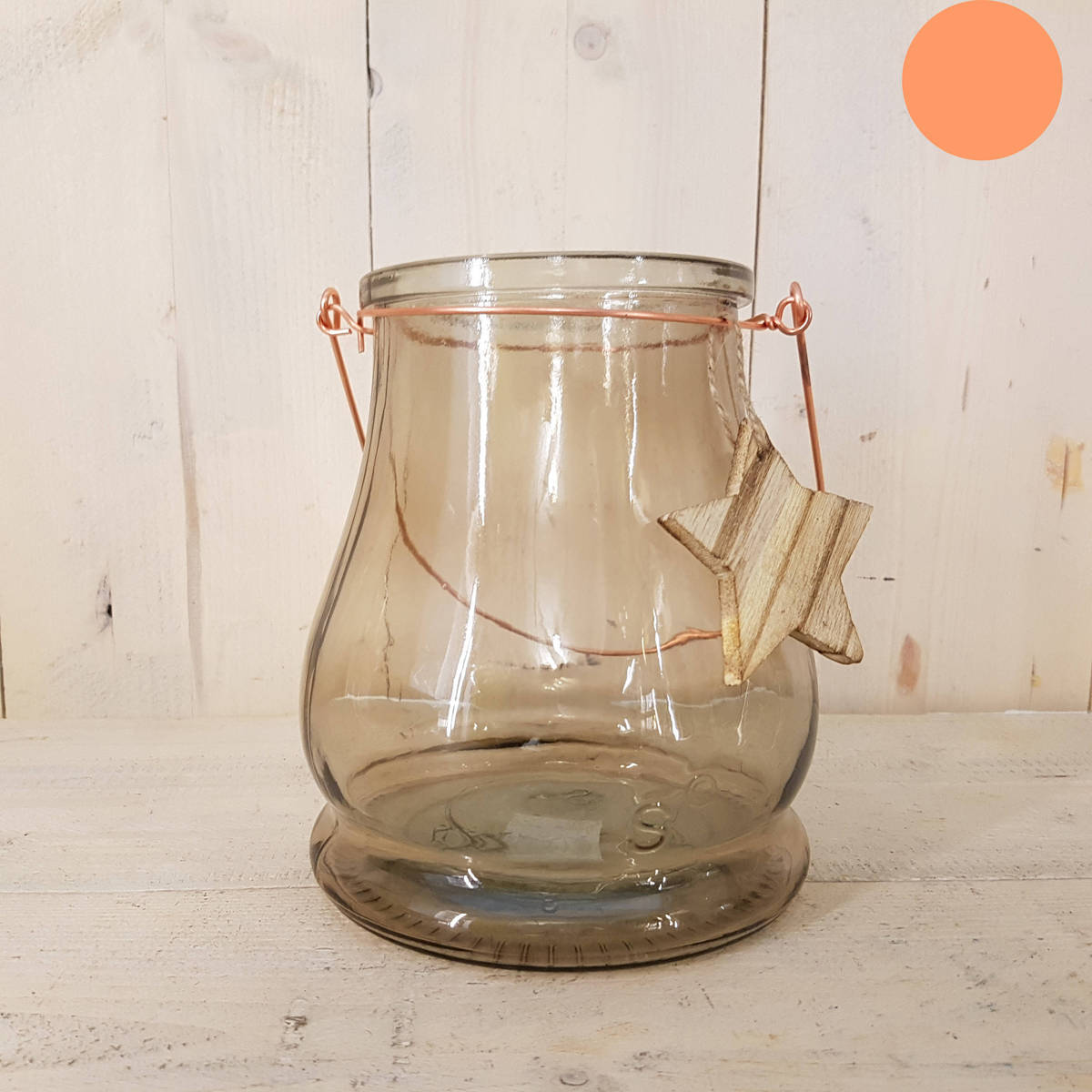 Photophore en verre fumé, avec étoile  