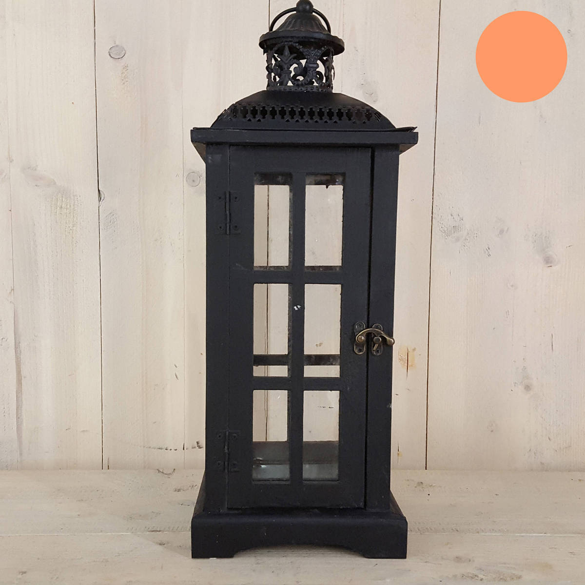 Lanterne en bois/métal, hauteur 48cm