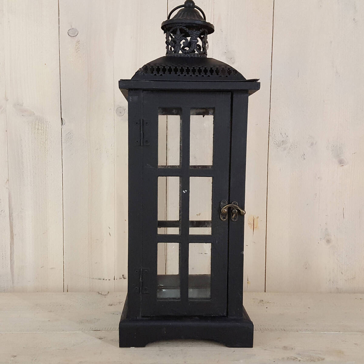 Lanterne en bois/métal, hauteur 48cm