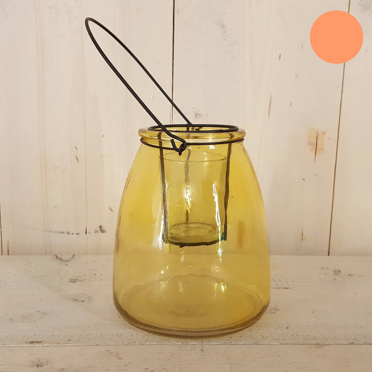 Photophore en verre avec verre intérieur pour bougie  