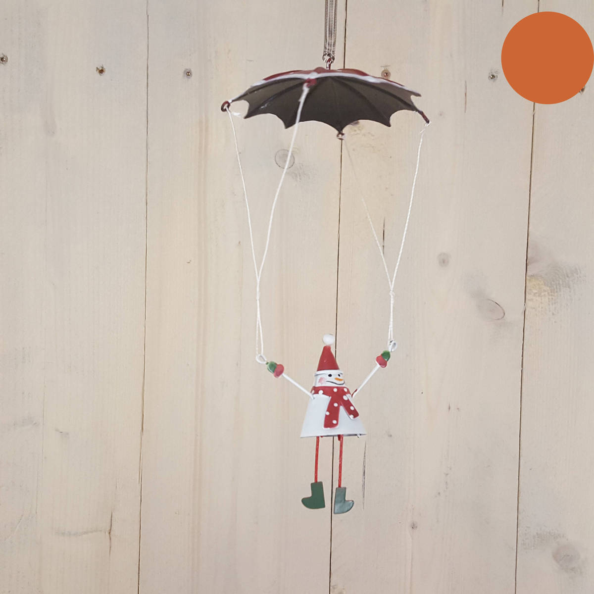 Bonhomme de neige en parachute, en métal 