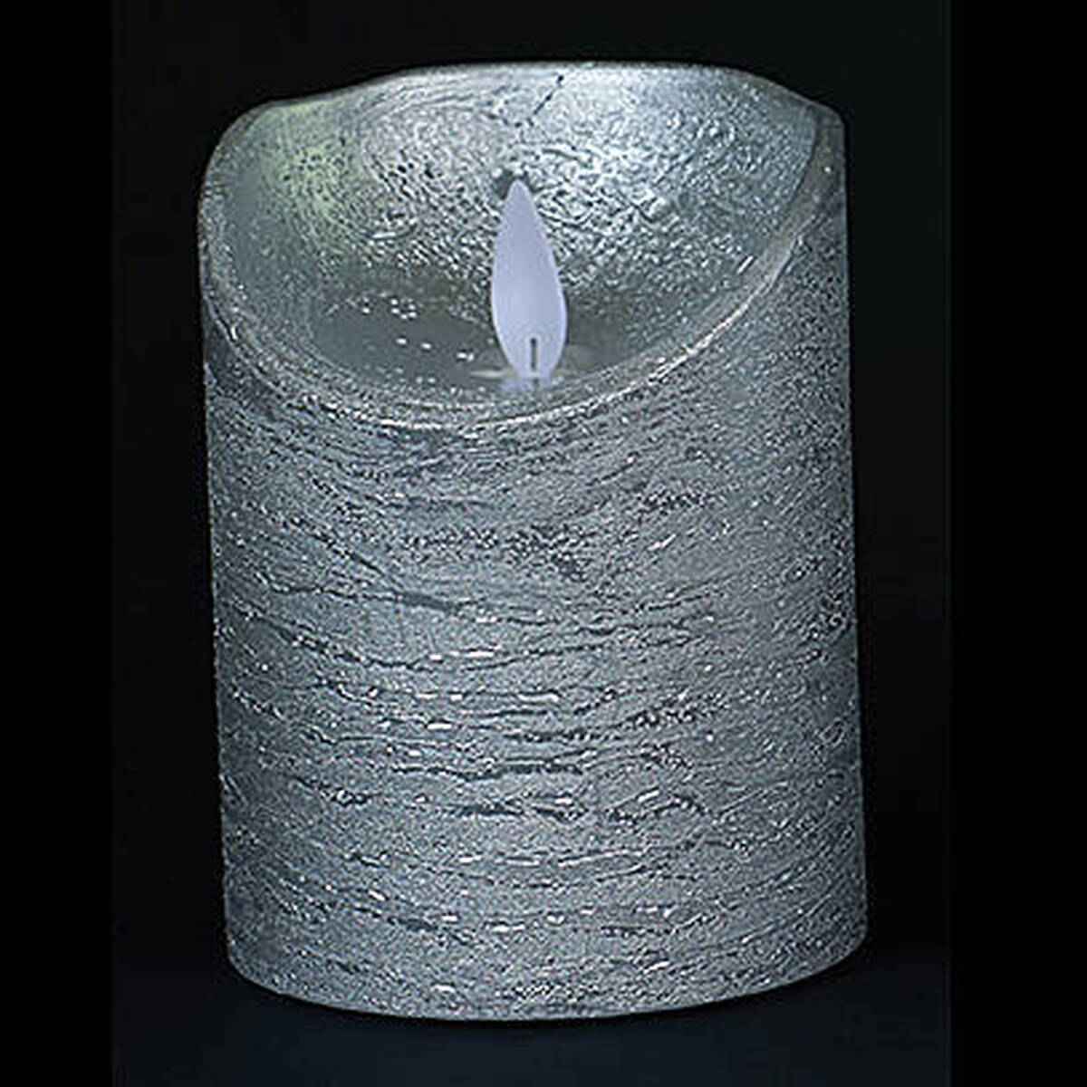 Kerze LED, Ø 7.5cm / Höhe 10cm, silber