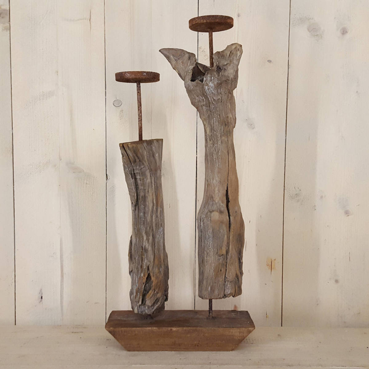 Kerzenhalter aus Kastanienholz, für 2 Kerzen