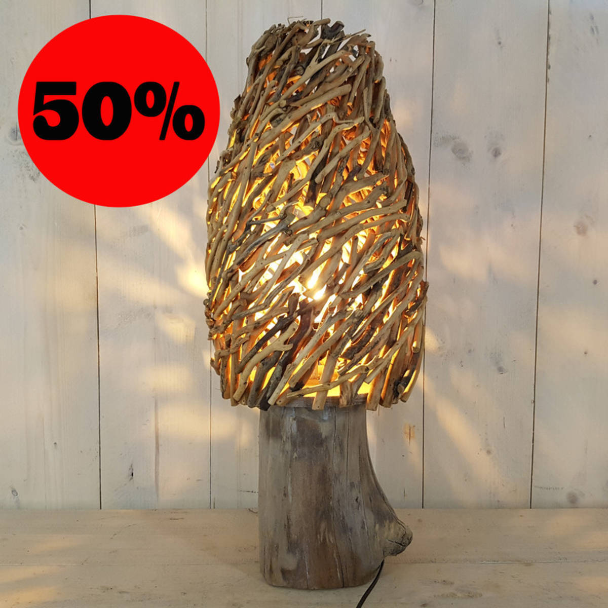 Lampe aus Weidenholz, Höhe 71cm