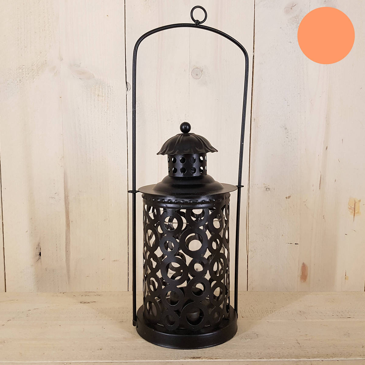 Laterne aus Metall mit einem Innenglas, Höhe 37cm