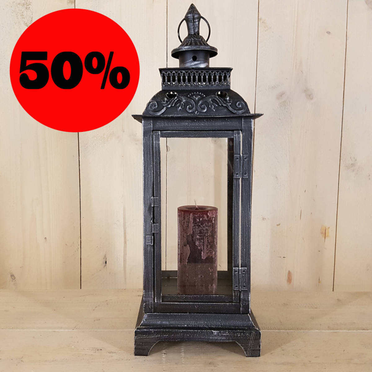 Wunderschöner Laterne aus Metall, mit Verzierungen, schwarz/silber