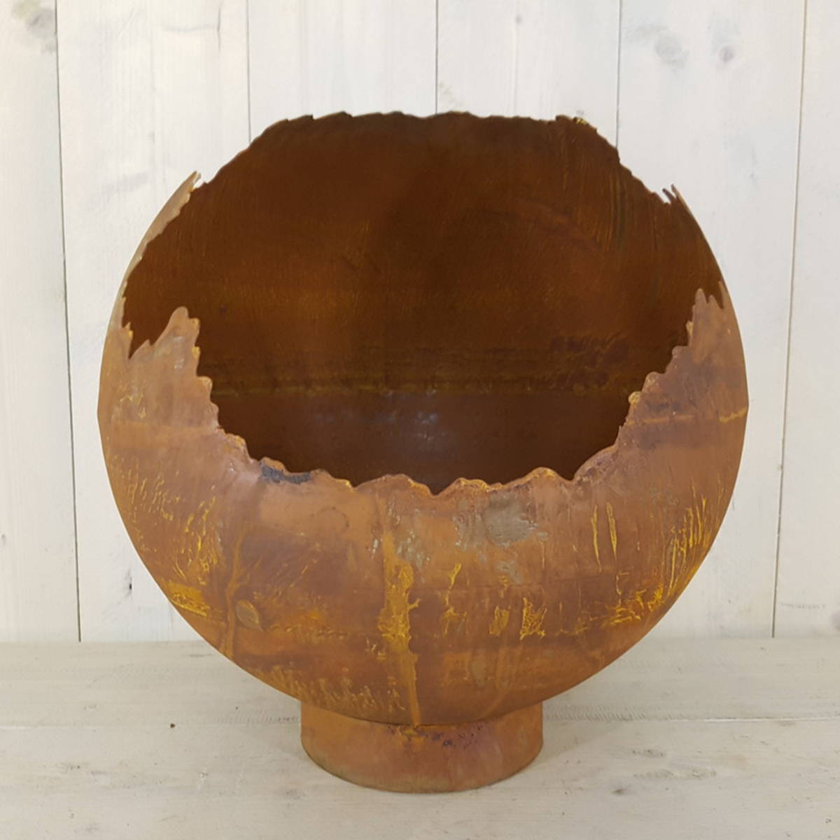 Boule en fer rouillé avec ouverture, Ø 50cm