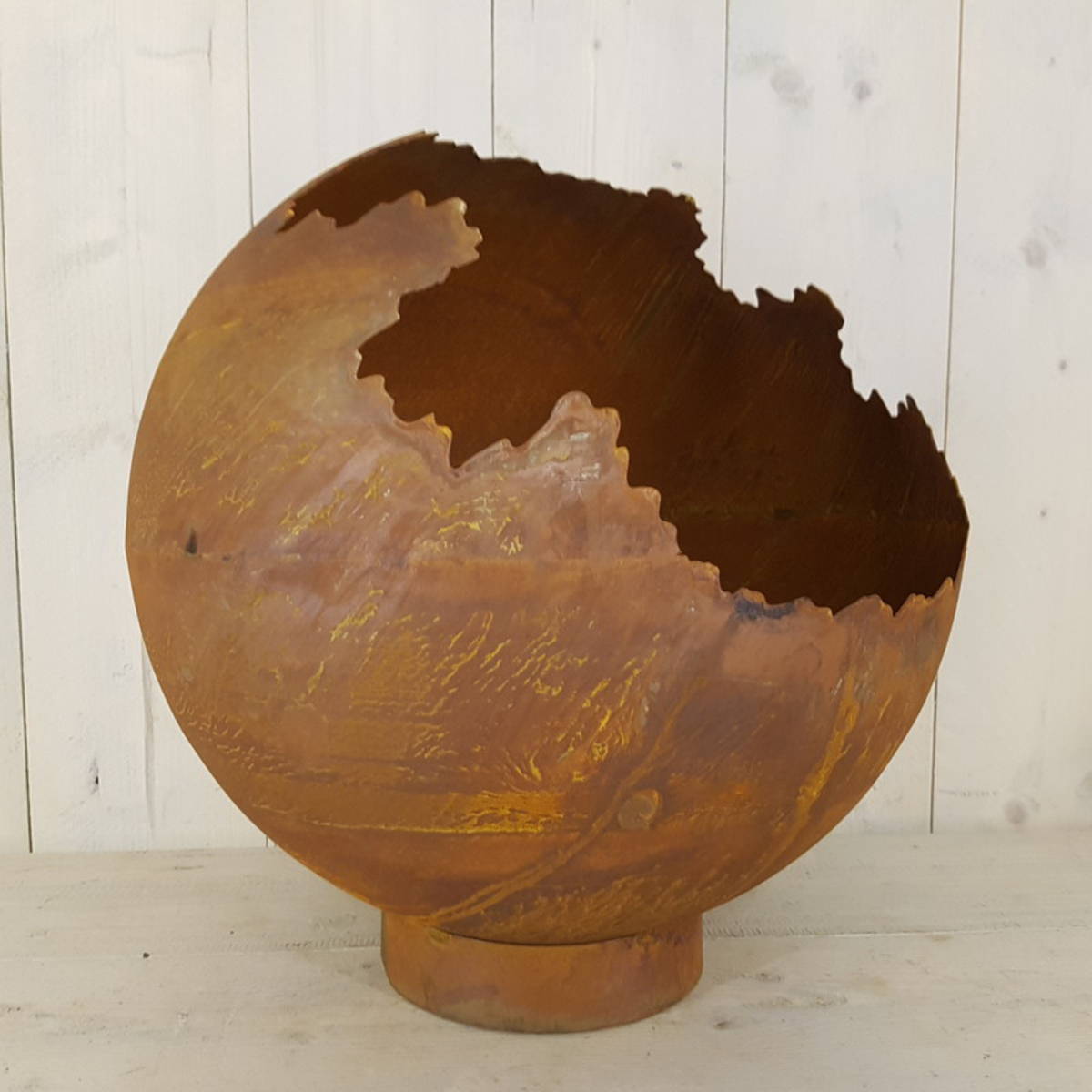 Boule en fer rouillé avec ouverture, Ø 50cm