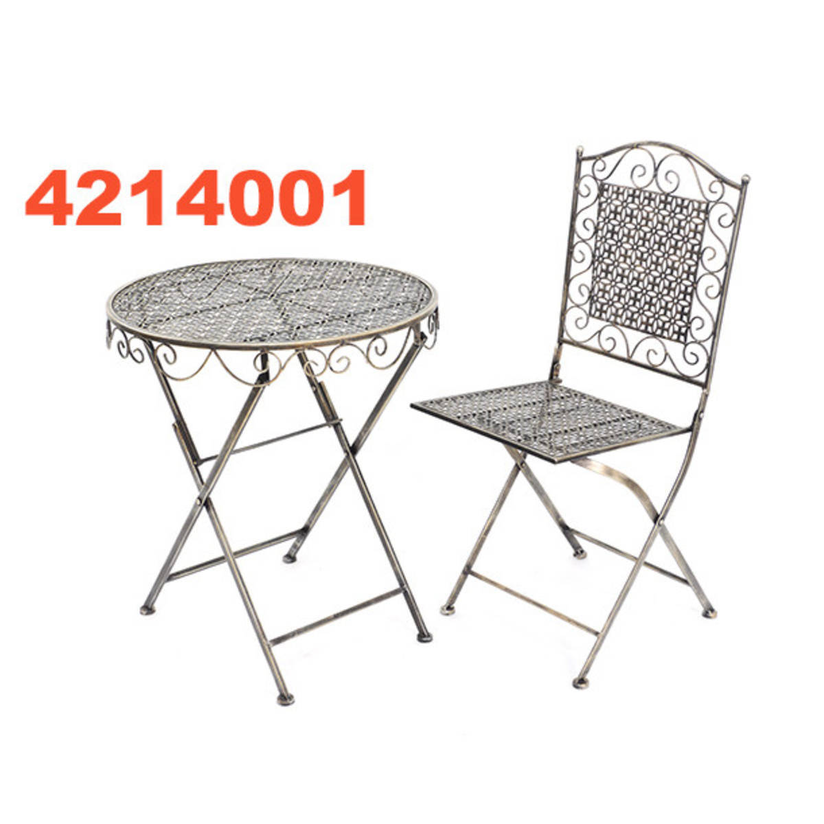 Tisch aus Metall, antik silber