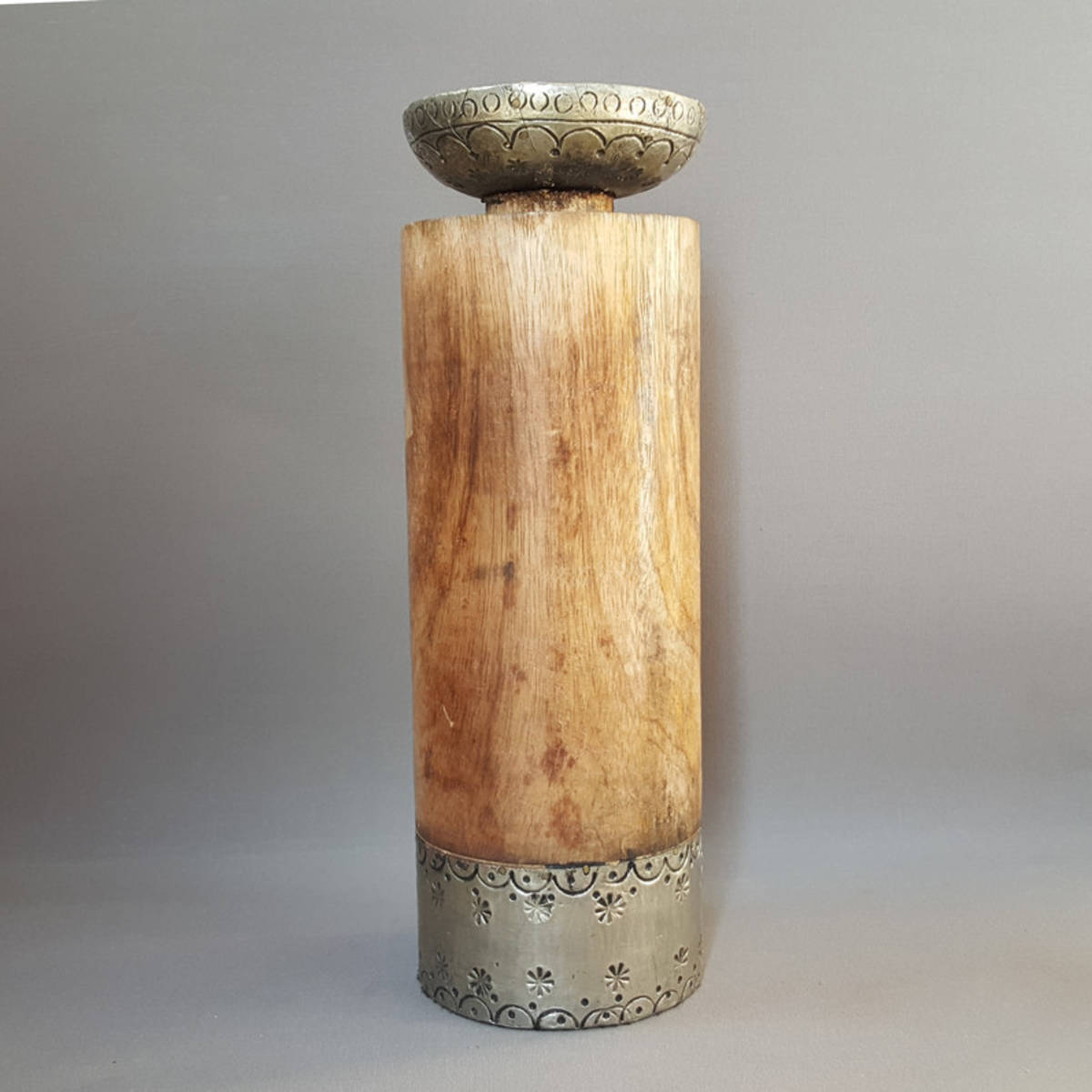 Bougeoire en bois/métal, hauteur 30cm