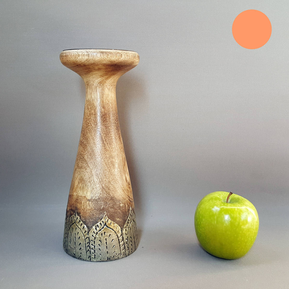 Bougeoire en bois/métal, hauteur 25cm