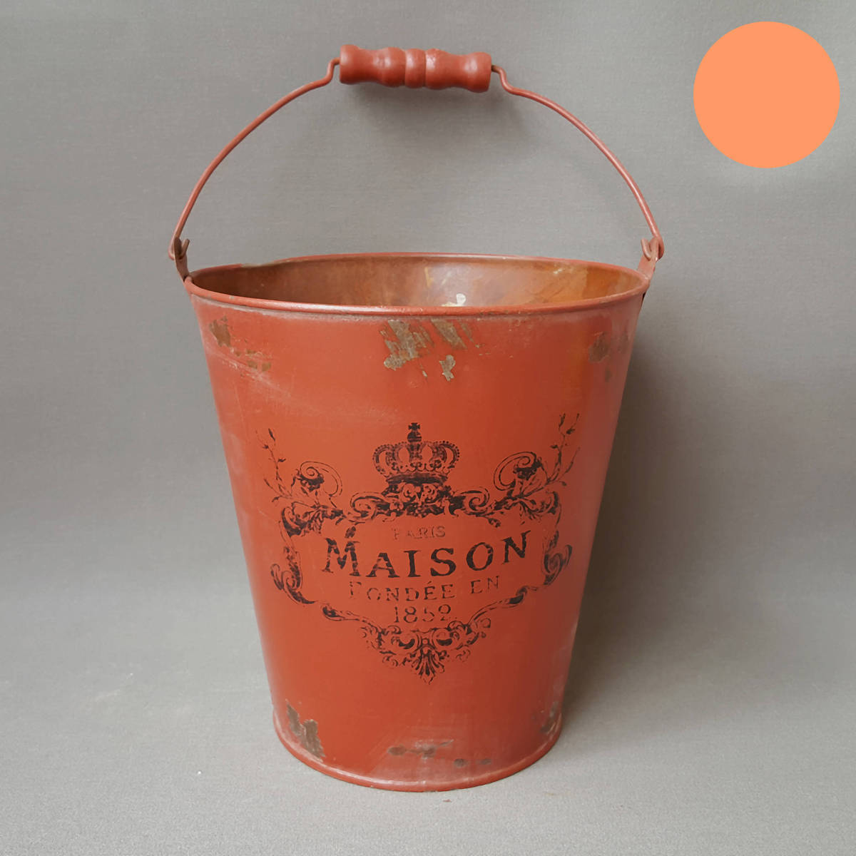 Kübel aus Metall mit Henkel, Stil alt