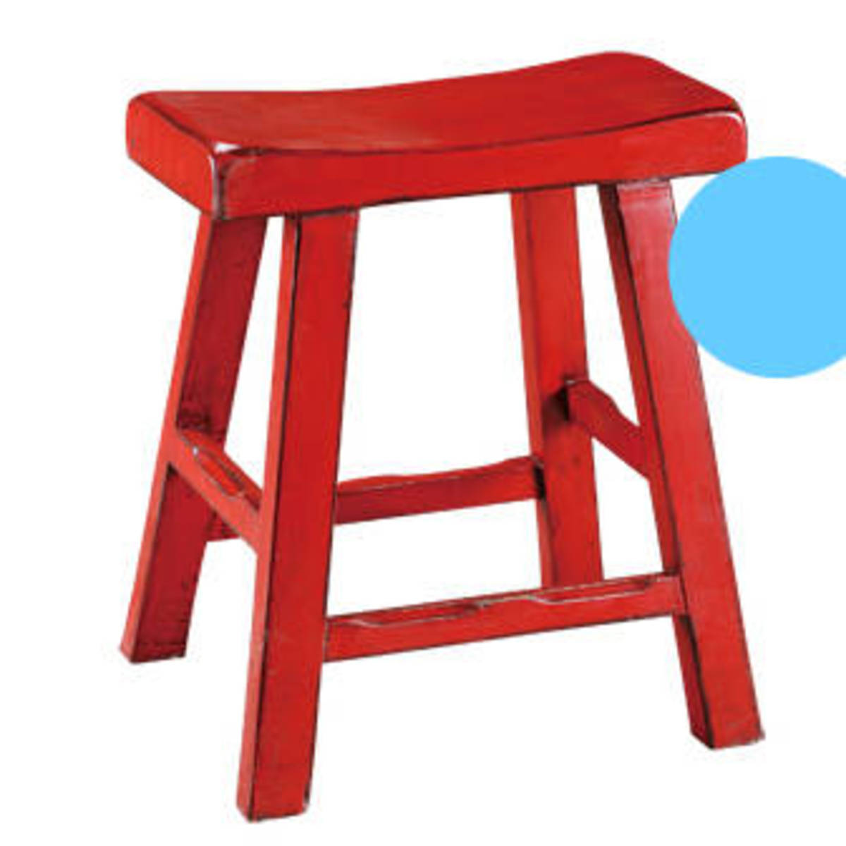 Hocker aus chinesischer Ulme, rot, H 52cm