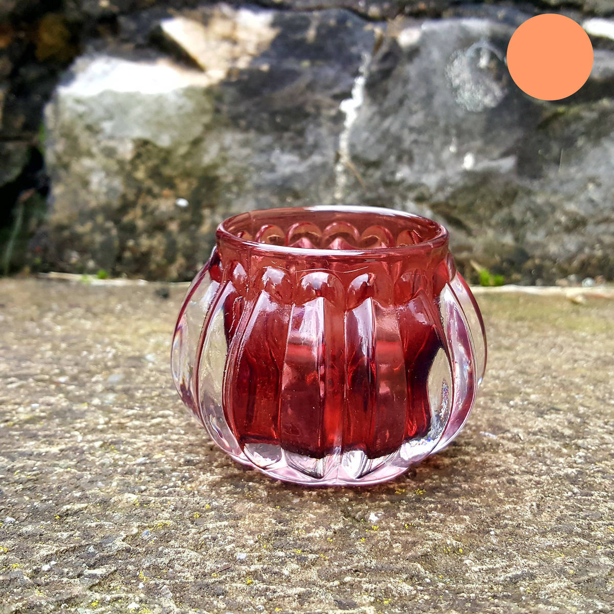 Photophore en verre, rouge 