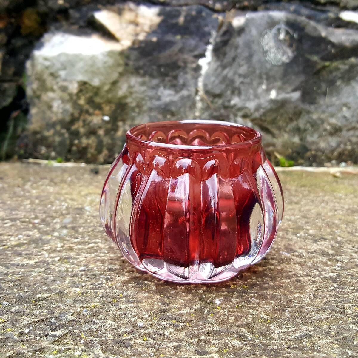 Photophore en verre, rouge 