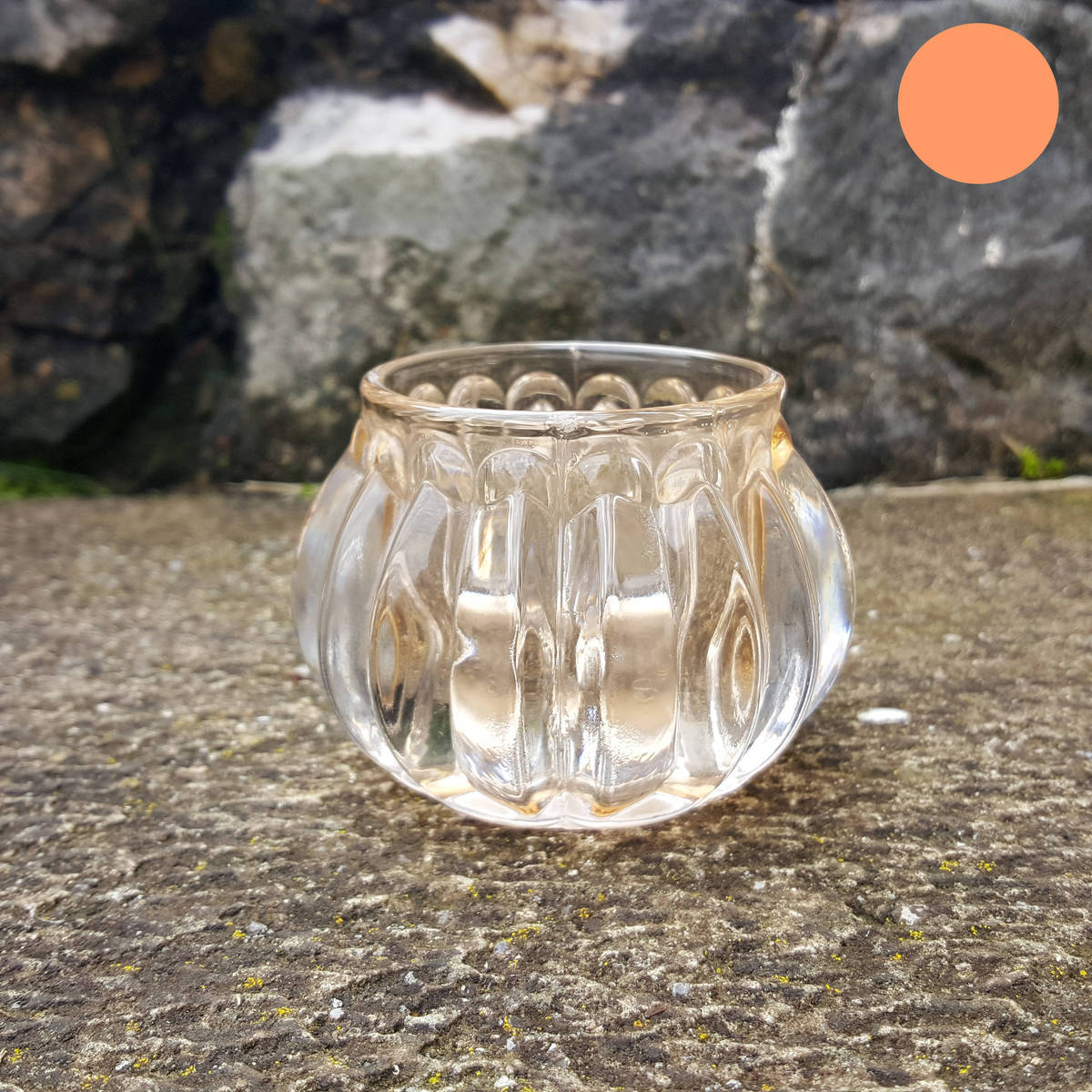 Photophore en verre, orange      